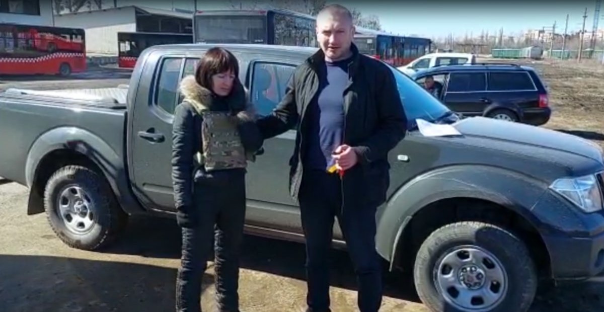 A pickup Nissan Navara to the one of the armed forces of Kharkiv region.
